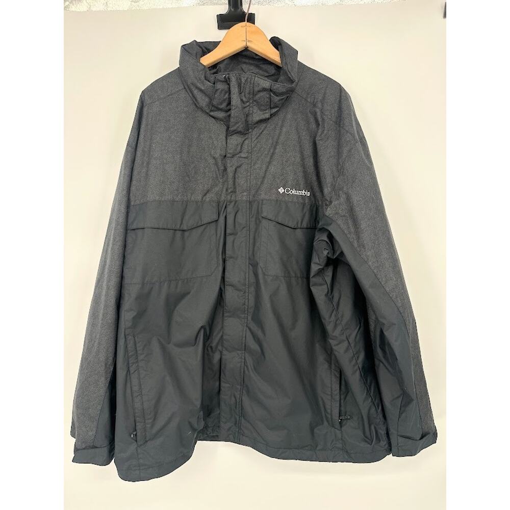 Columbia Men's XXL Interchange Jacket NO LINER Gray Black Waterproof‎ Full Zip